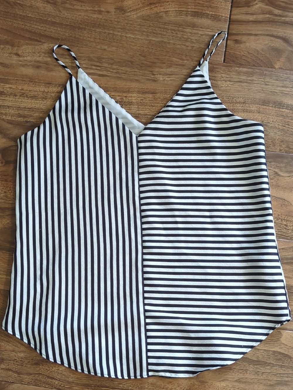 Express Black & White Striped V-Neck Cami